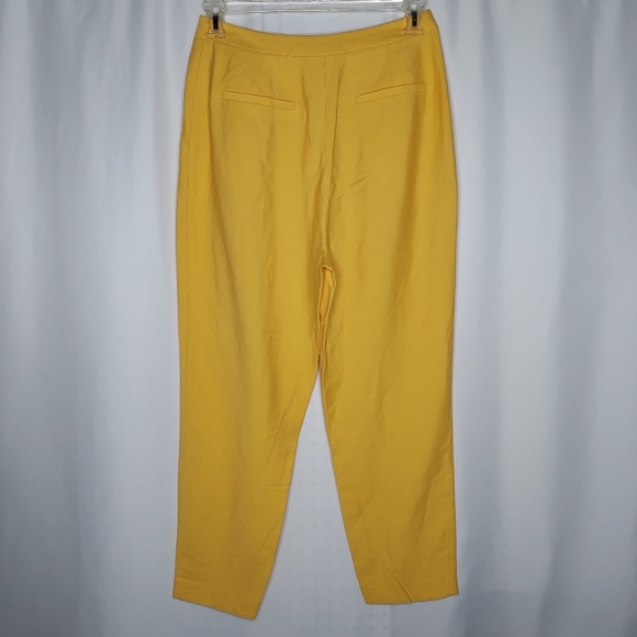 Something Navy Pleated Hi-Rise Pants Womens 10 Marigold Yellow Trouser Straight - Picture 5 of 9
